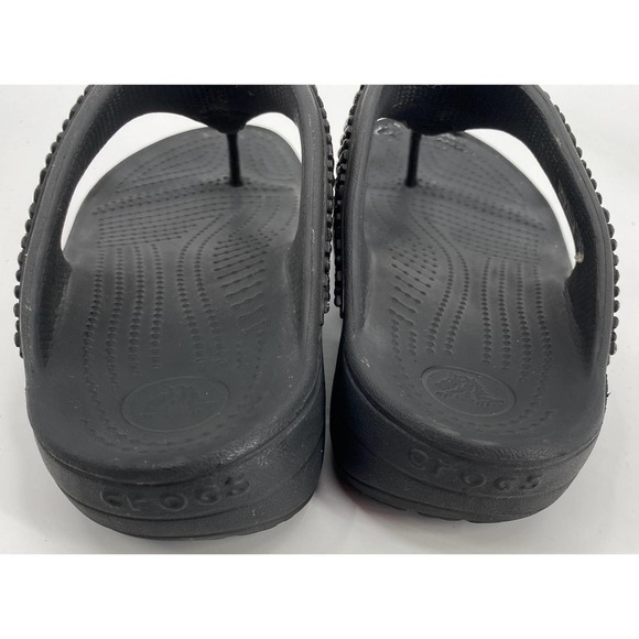 Crocs sloane embellished women's 7 black thong flip flop bling Slide Detail - Picture 4 of 5
